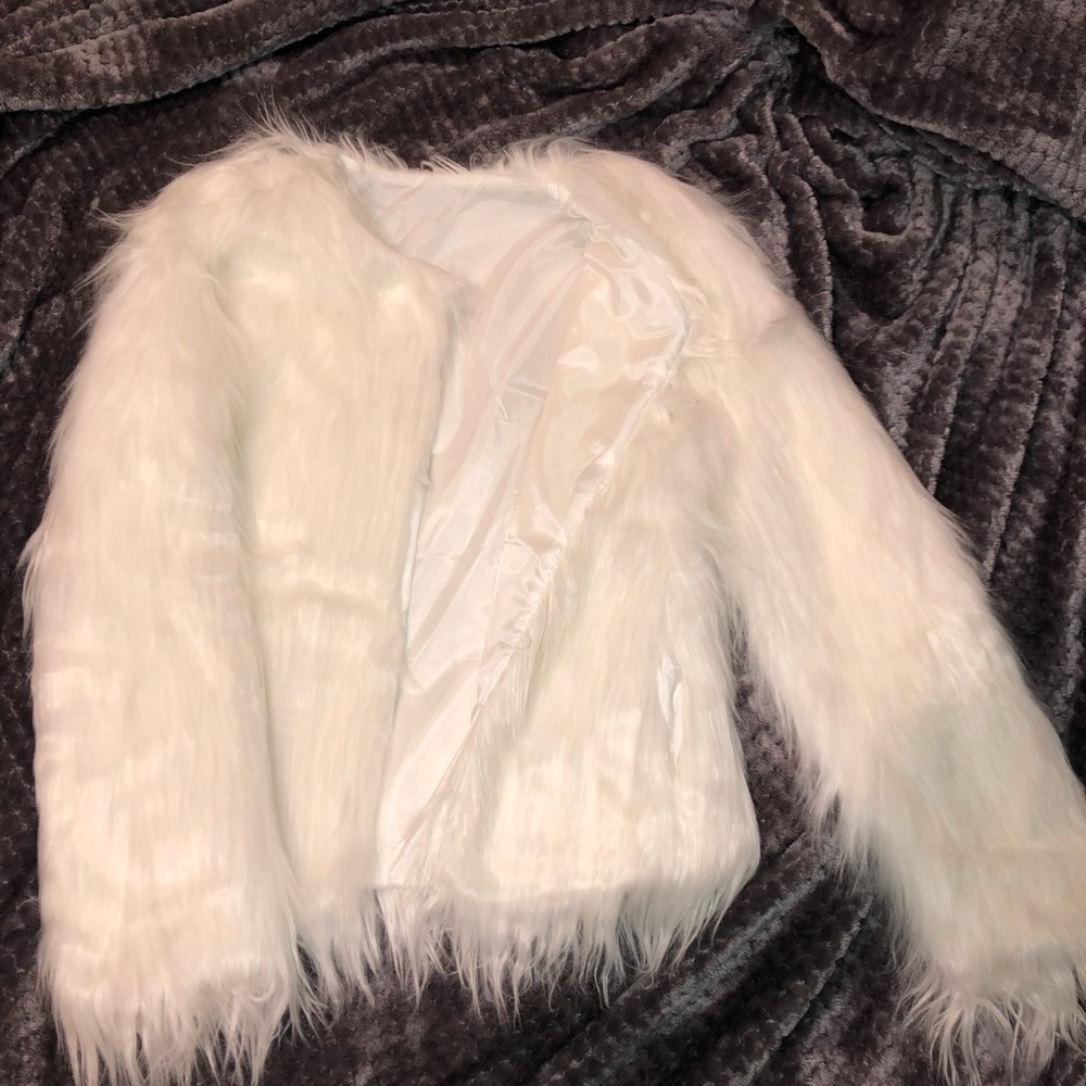 White fur jacket